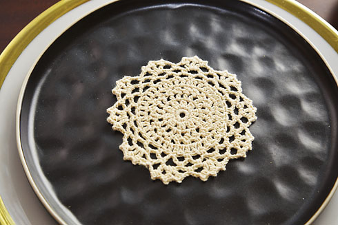 Wheat color Round Crochet Doilies. 4" Round. 12 pieces